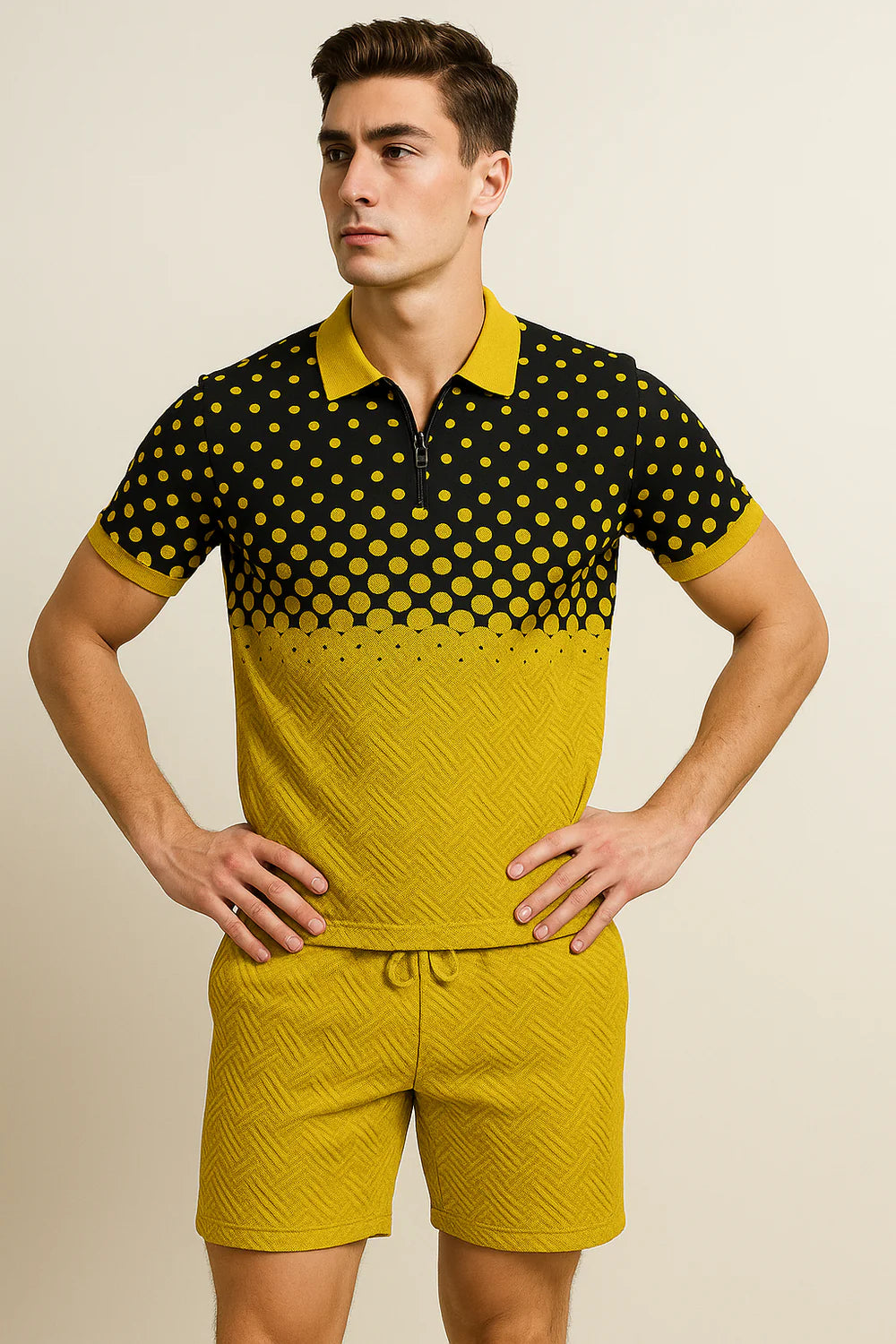 Ensemble Décontracté Moderne pour Homme avec Imprimé Tendance – Jaune