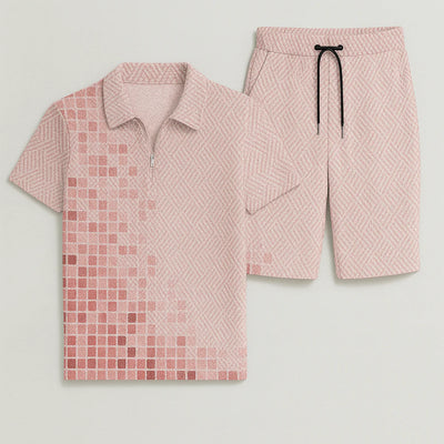 Ensemble Décontracté Moderne pour Homme avec Imprimé Tendance – Rose-Gris
