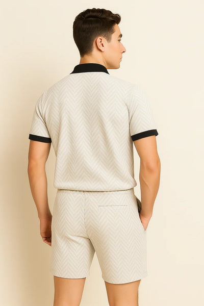 Ensemble Décontracté Moderne pour Homme avec Imprimé Tendance – Blanc