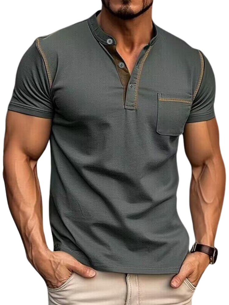 Polo pour hommes avec col Henley