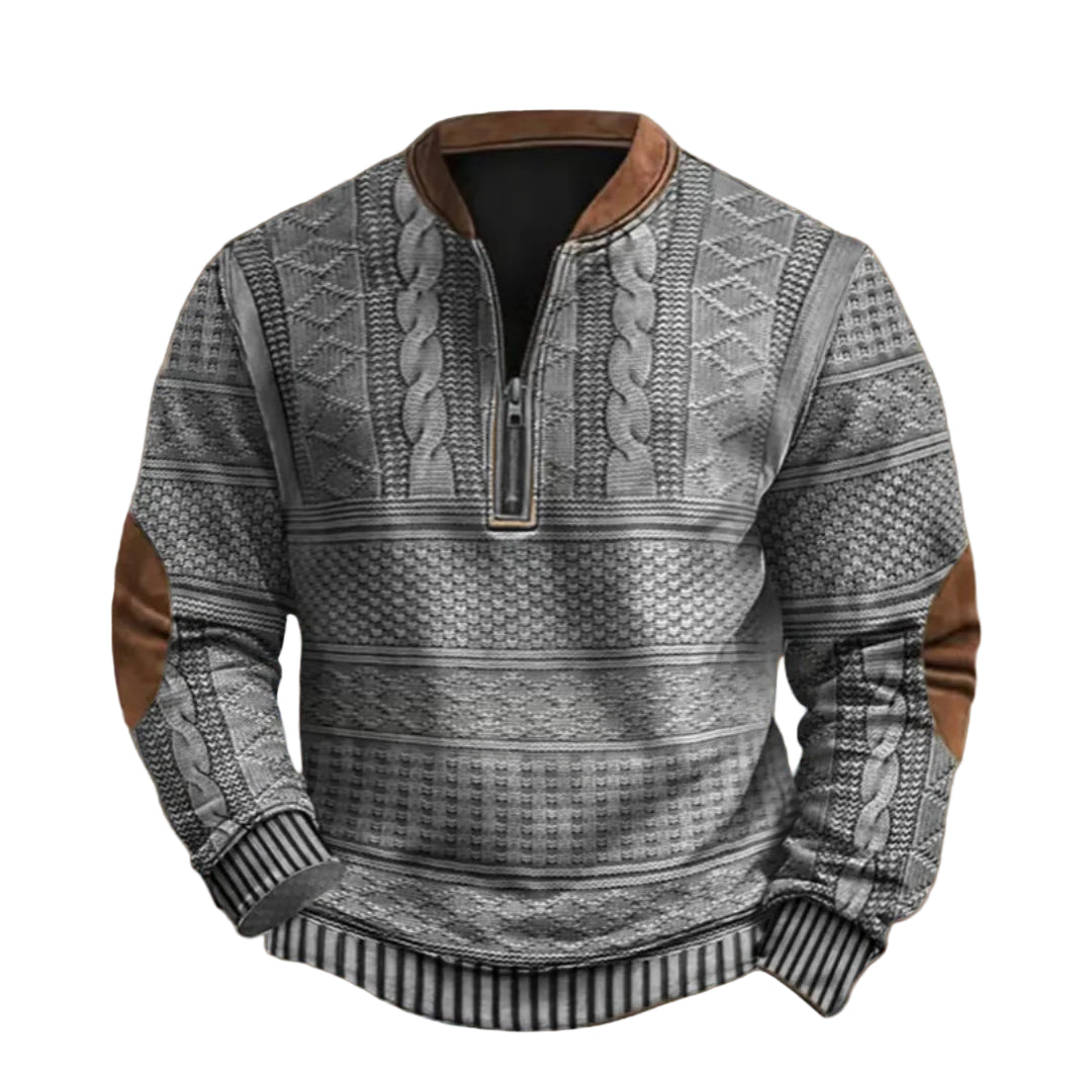 Pull Demi-Zippé Homme – Maille Texturée avec Finition Contrastante