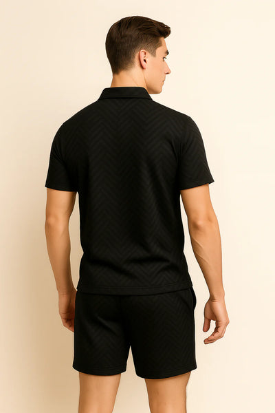 Ensemble Décontracté Moderne pour Homme avec Imprimé Tendance – Noir-Or