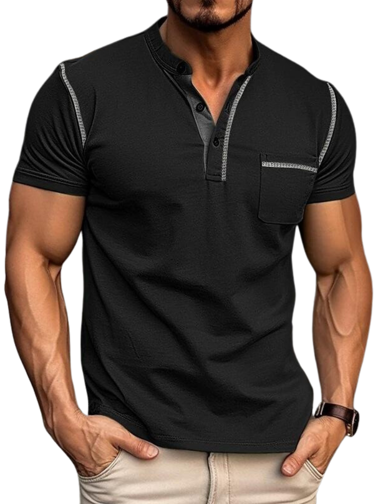 Polo pour hommes avec col Henley