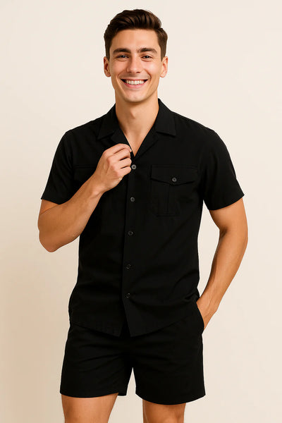 Ensemble élégant pour hommes – Polo et short – Noir