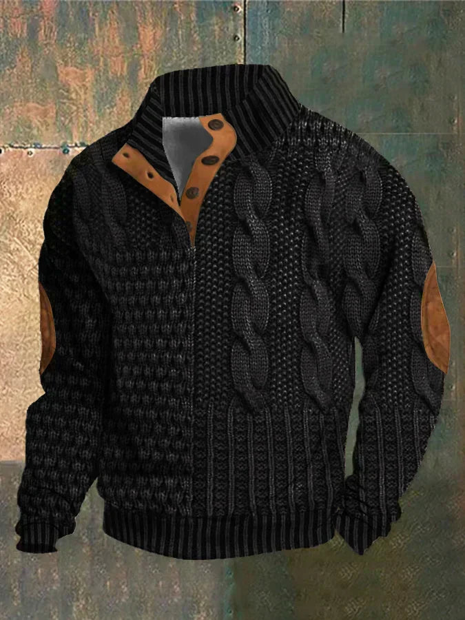 Pull en Maille Homme – Demi-Zip à Torsades avec Charme Classique