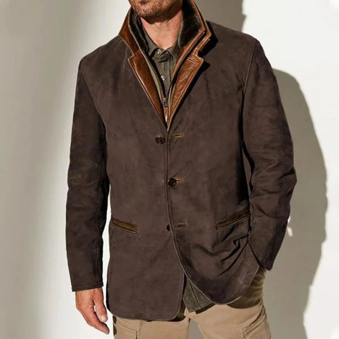 Veste Vintage Homme – Design Classique à Boutons avec Col Contrastant