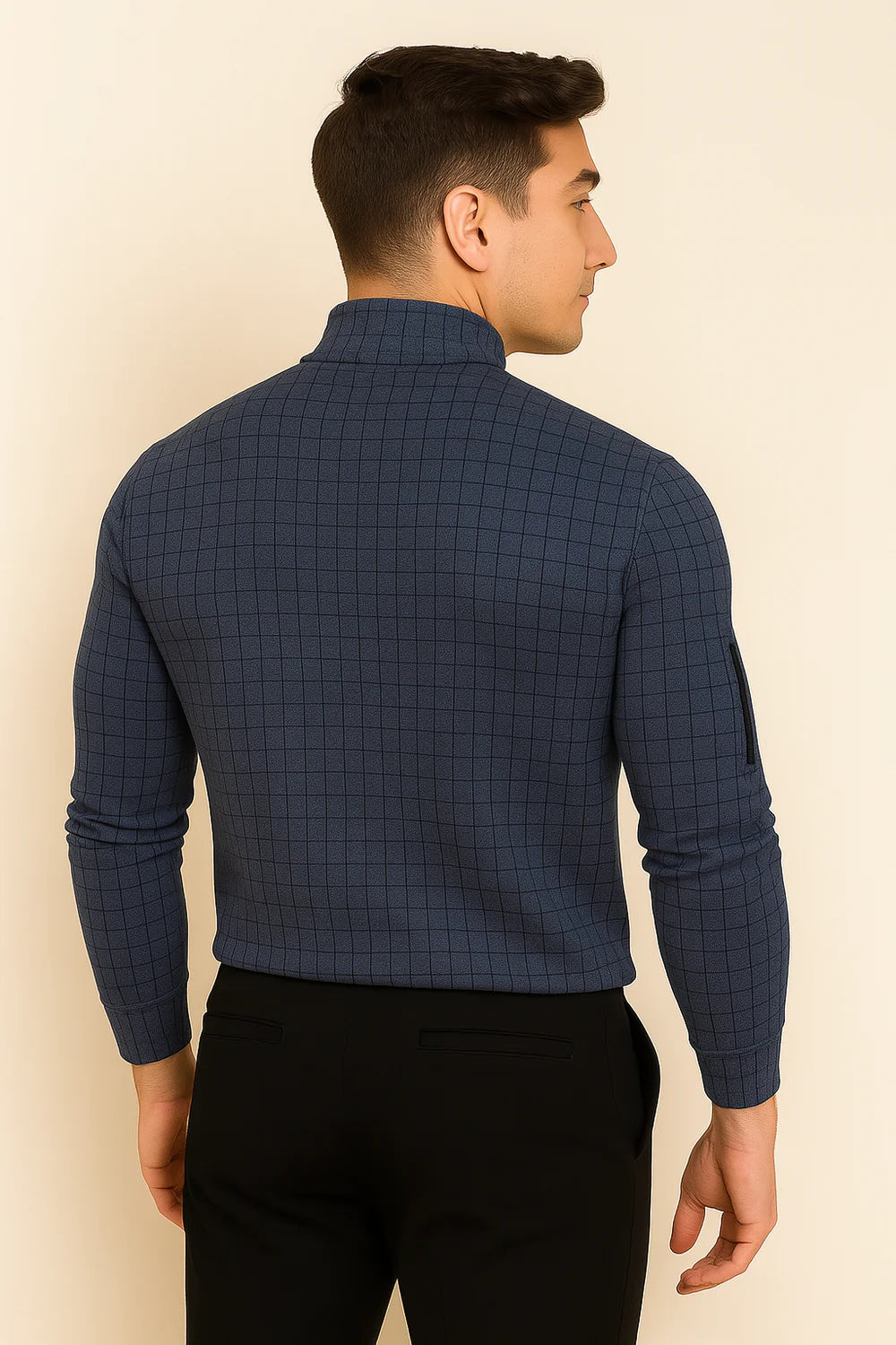 Polo à Manches Longues pour Homme au Style Moderne – Bleu Foncé