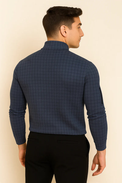 Polo à Manches Longues pour Homme au Style Moderne – Bleu Foncé
