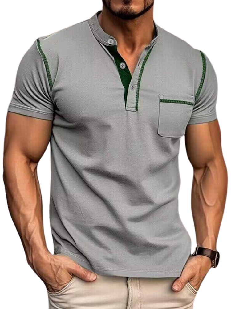 Polo pour hommes avec col Henley
