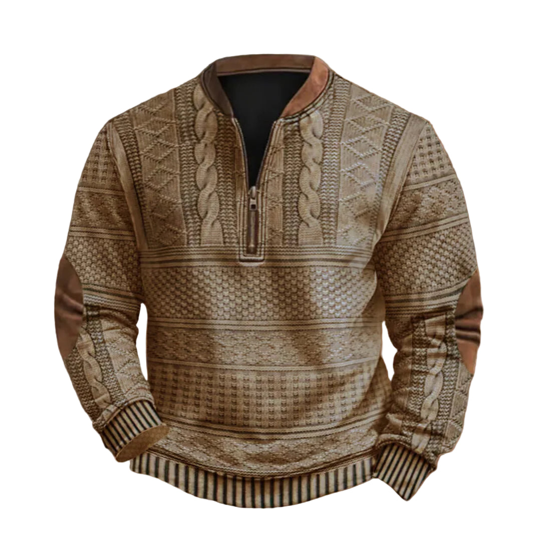 Pull Demi-Zippé Homme – Maille Texturée avec Finition Contrastante