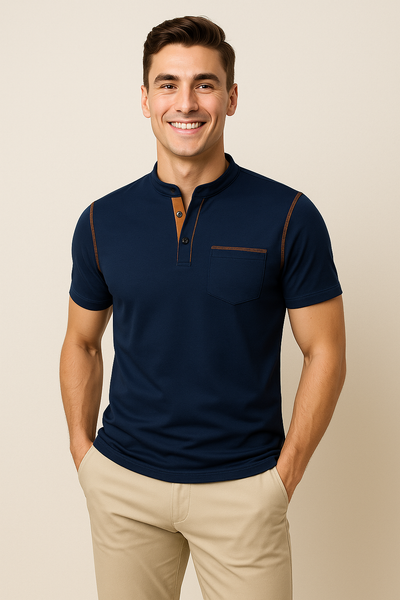 Polo Élégant Décontracté-Chic pour Homme – Bleu foncé