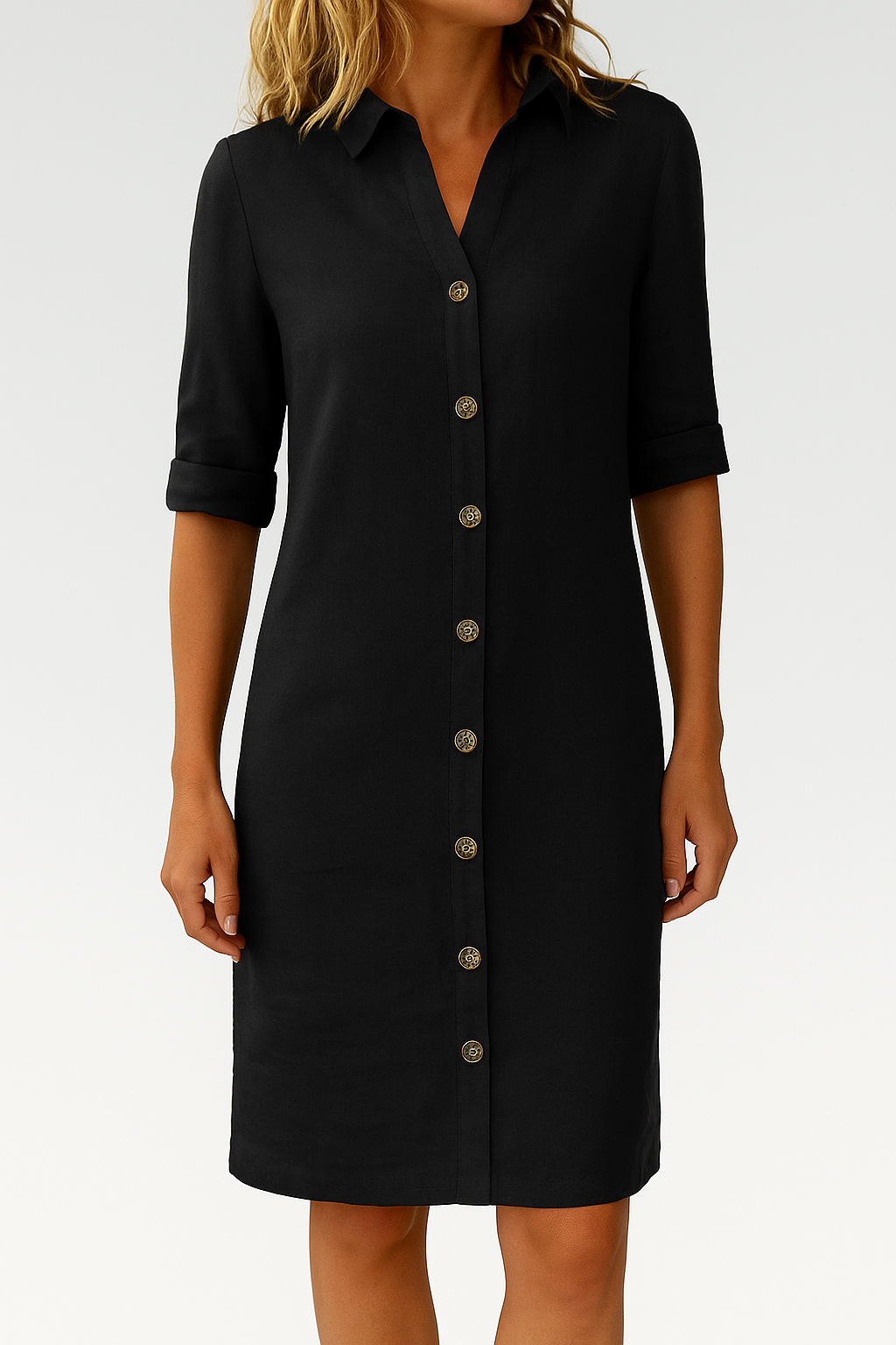 Robe d'été classique entièrement boutonnée pour femmes