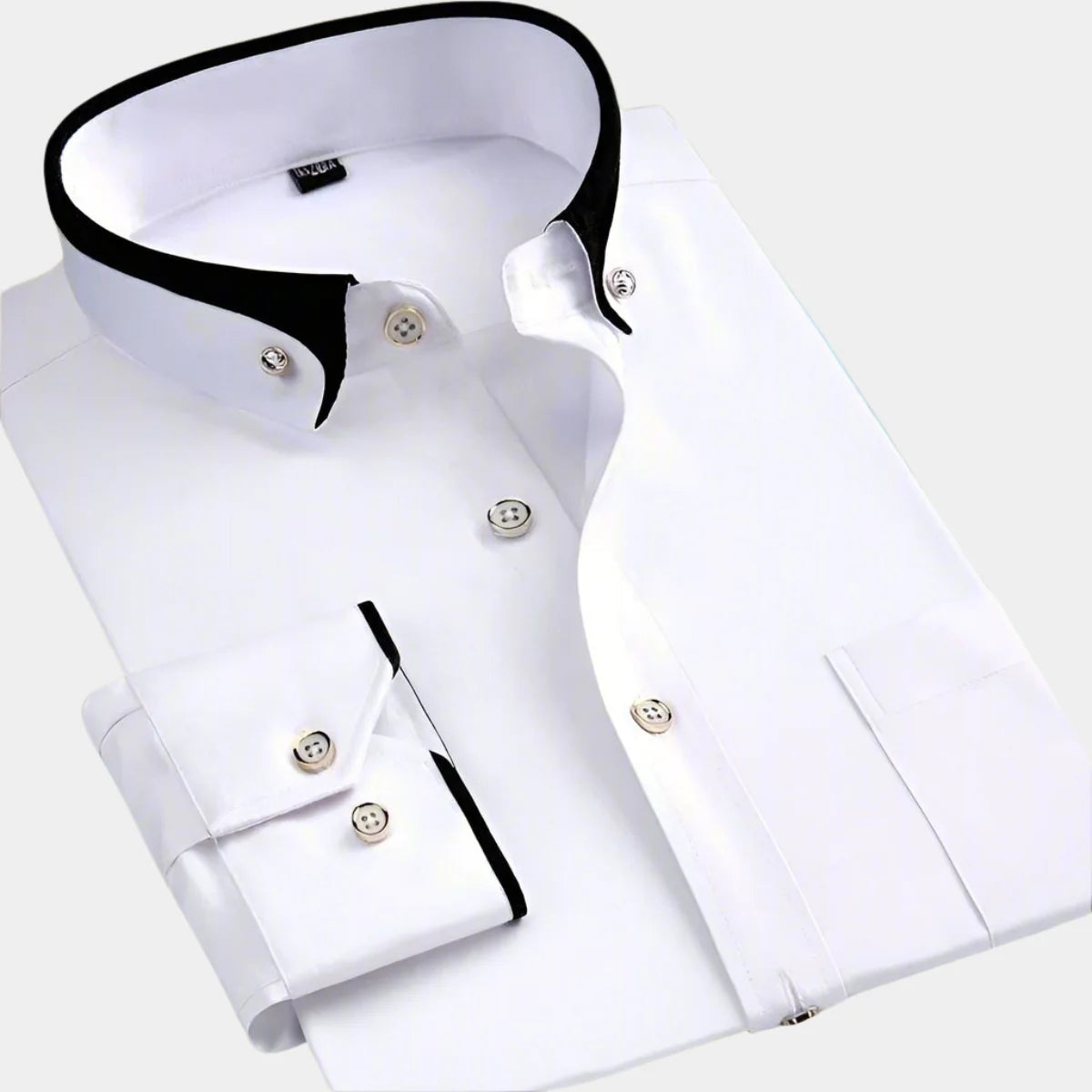 Chemise Manches Longues Homme – Design Classique à Col Contrastant