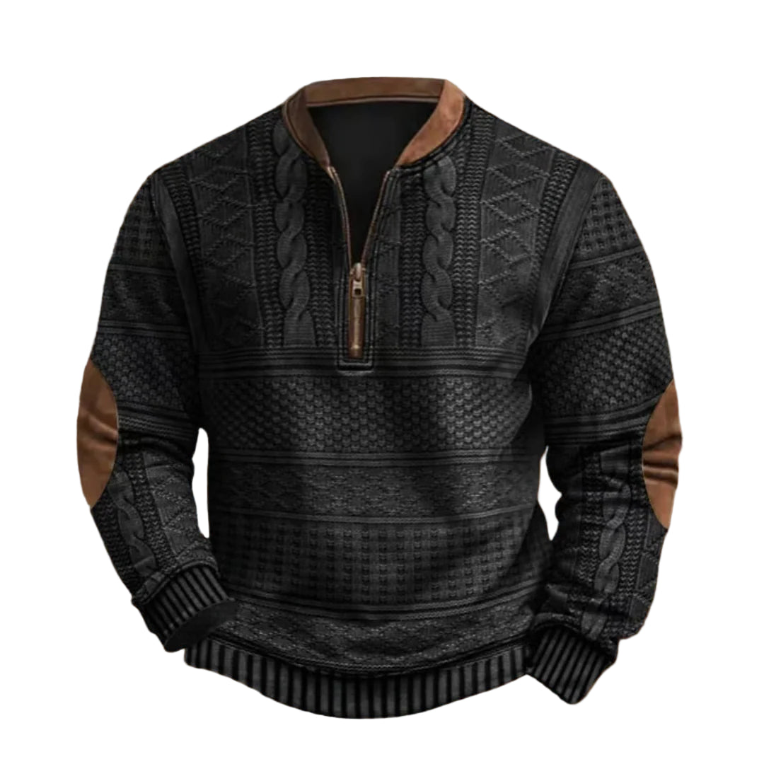 Pull Demi-Zippé Homme – Maille Texturée avec Finition Contrastante