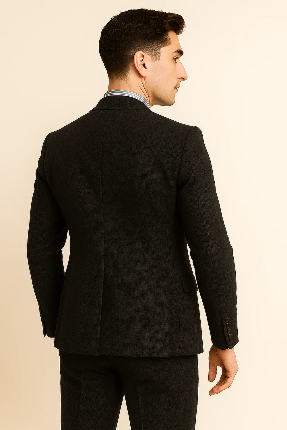 Costume Tuxedo Classique en Tweed pour Homme – Gris foncé