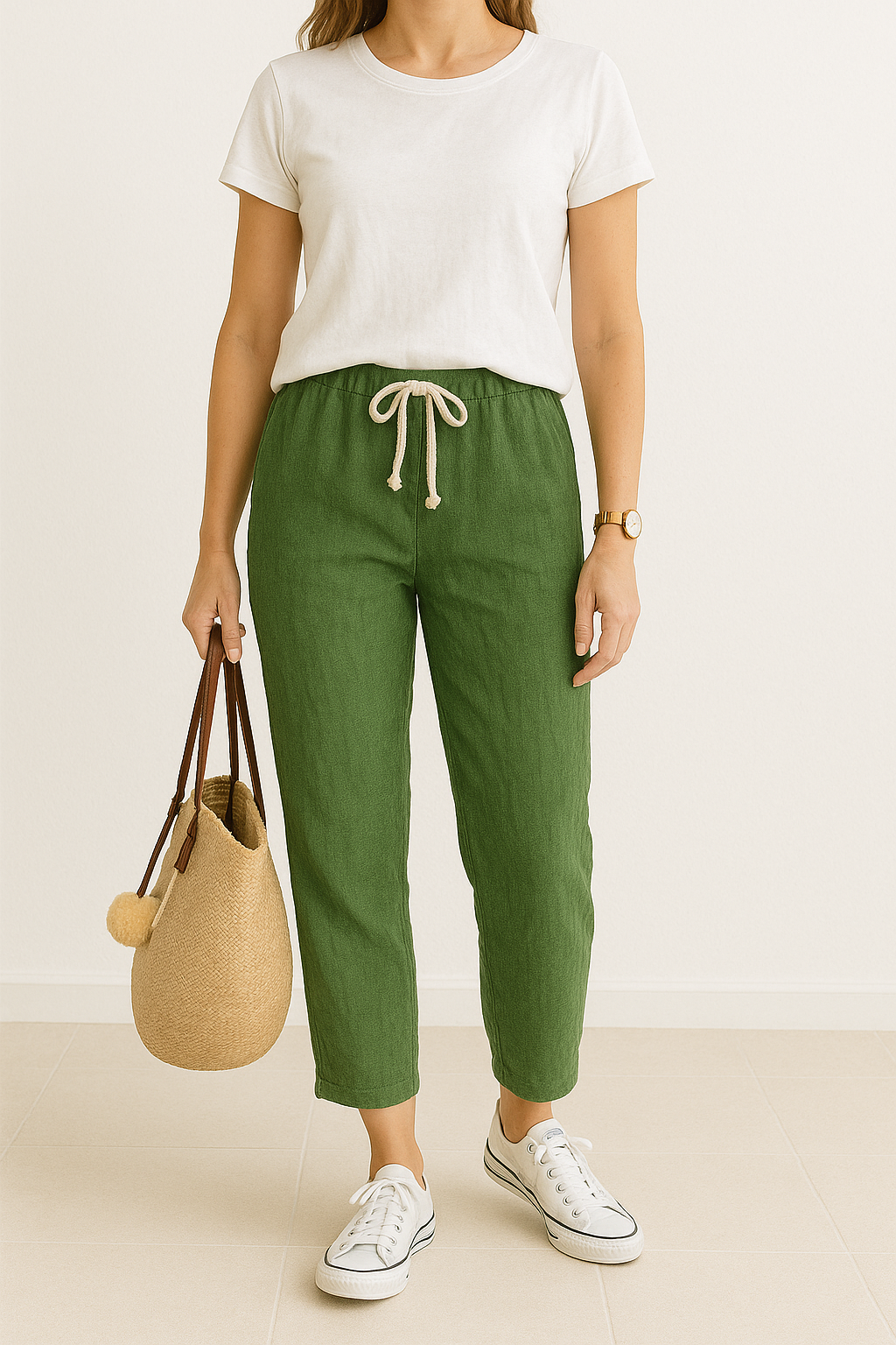 Pantalon d'été classique à jambes droites pour femmes