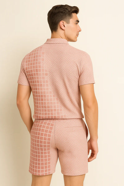 Ensemble Décontracté Moderne pour Homme avec Imprimé Tendance – Rose-Gris