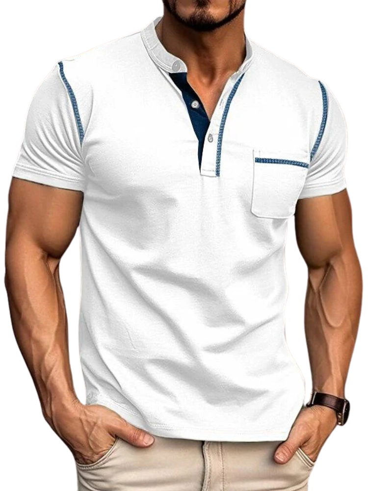 Polo pour hommes avec col Henley