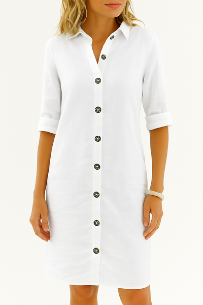 Robe d'été classique entièrement boutonnée pour femmes