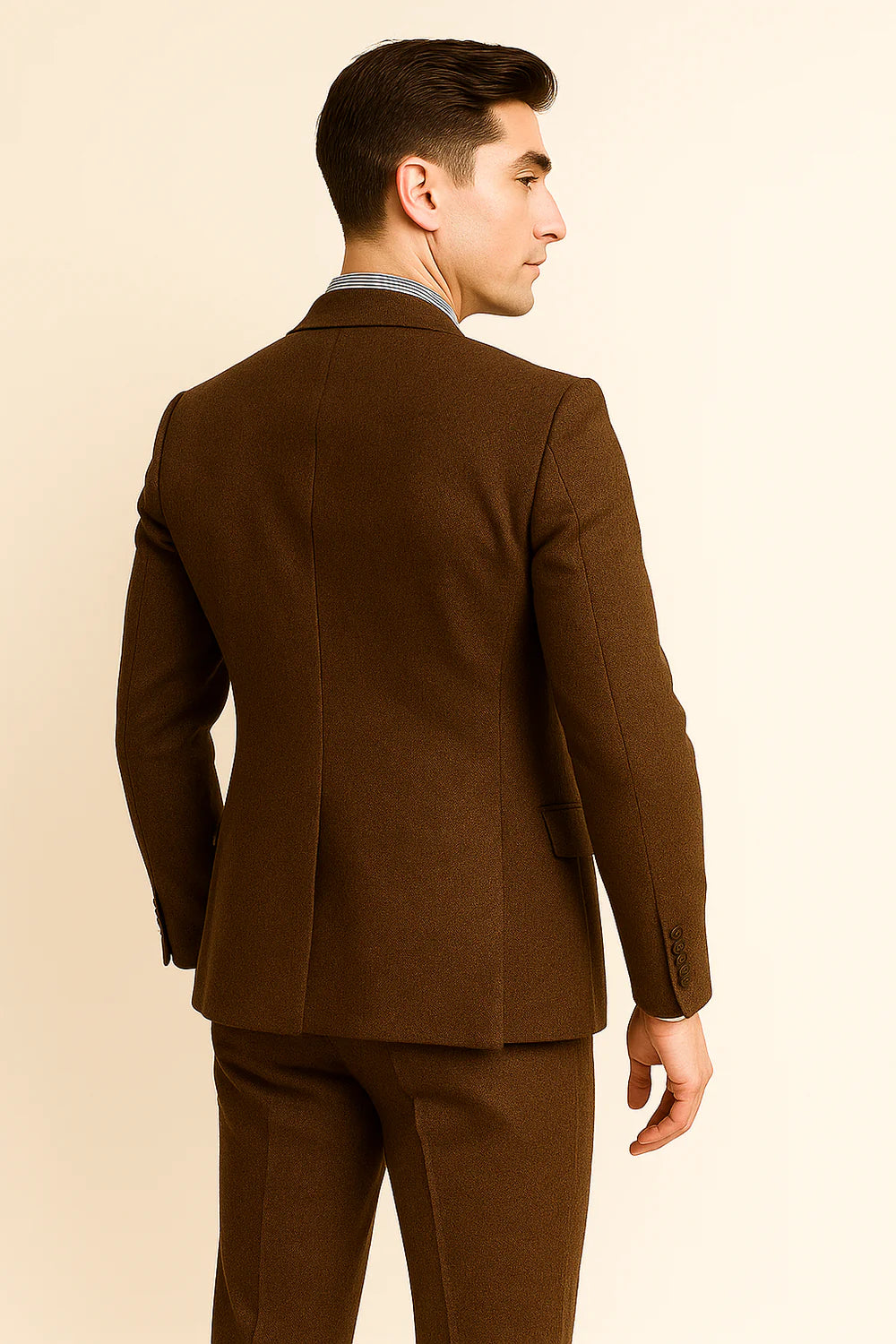 Costume Tuxedo Classique en Tweed pour Homme – Café