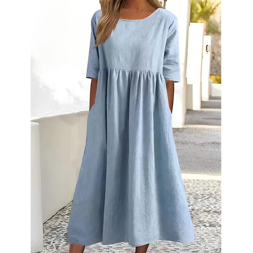 Robe d'été tendance de couleur unie pour femmes
