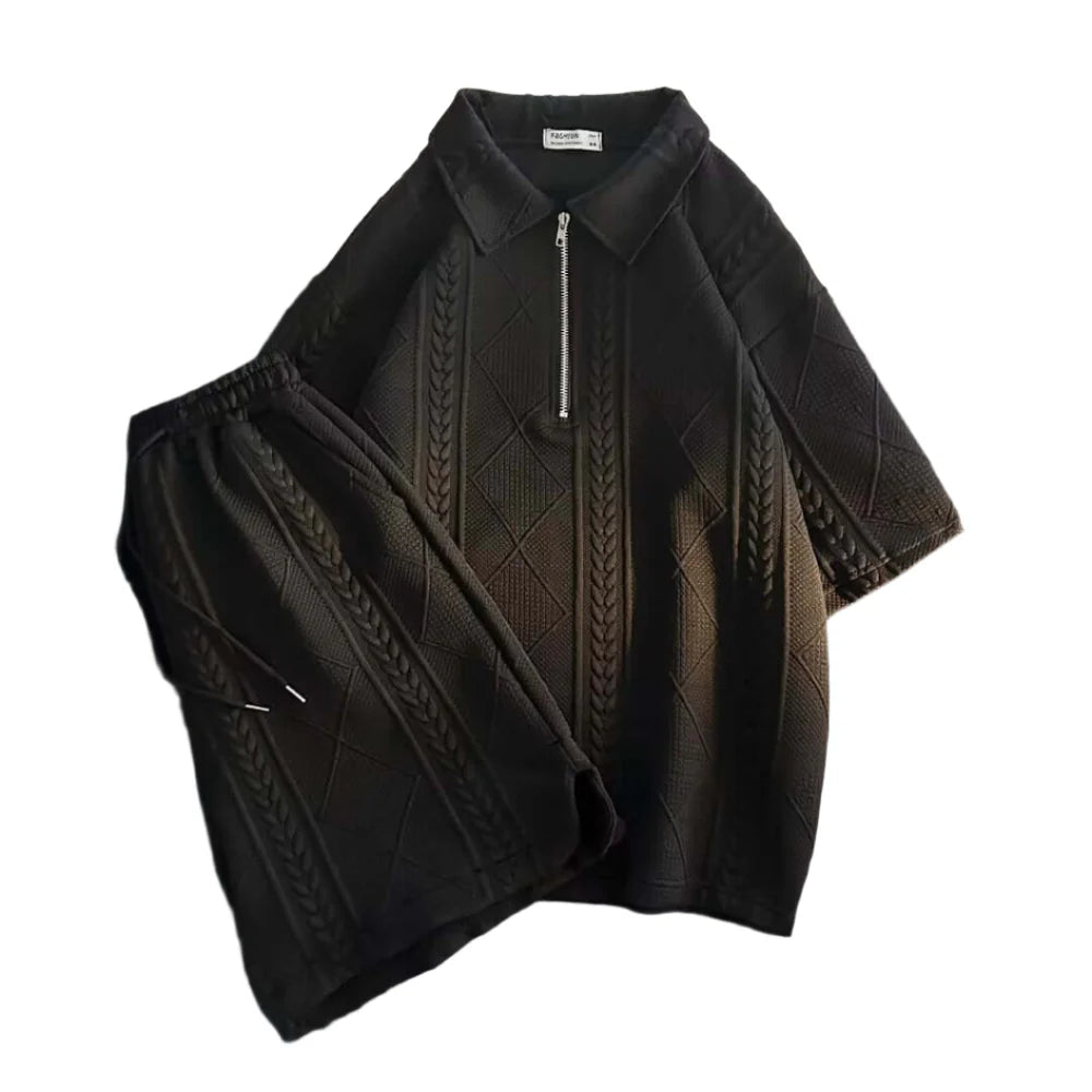 Costume Décontracté Tendance à Manches Courtes pour Homme – Noir