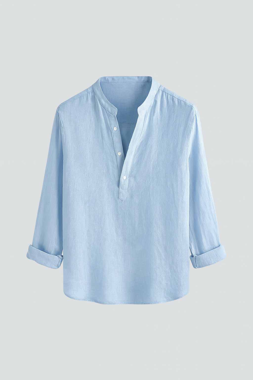 Chemise d'Été Tendance en Lin avec Col pour Homme – Bleu clair