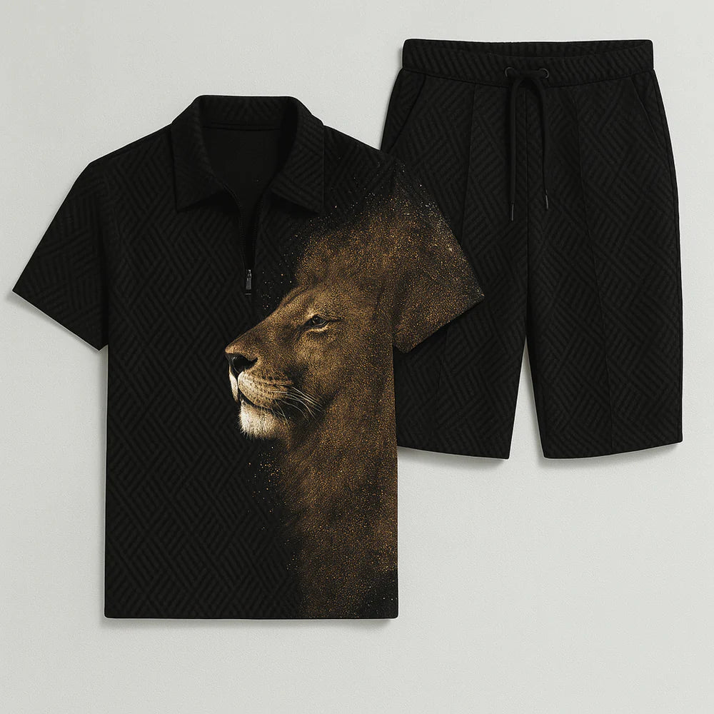 Ensemble Décontracté Moderne pour Homme avec Imprimé Tendance – Noir-Or