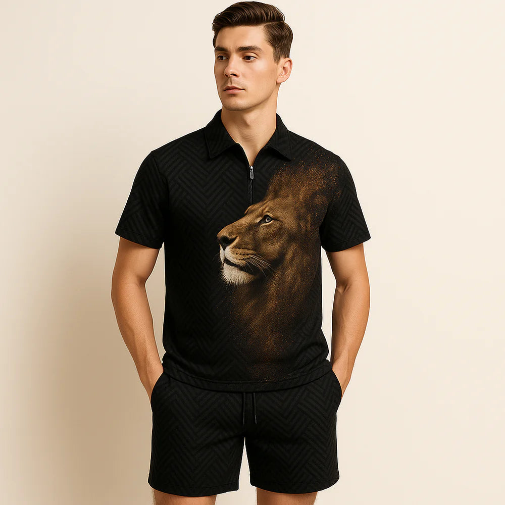 Ensemble Décontracté Moderne pour Homme avec Imprimé Tendance – Noir-Or