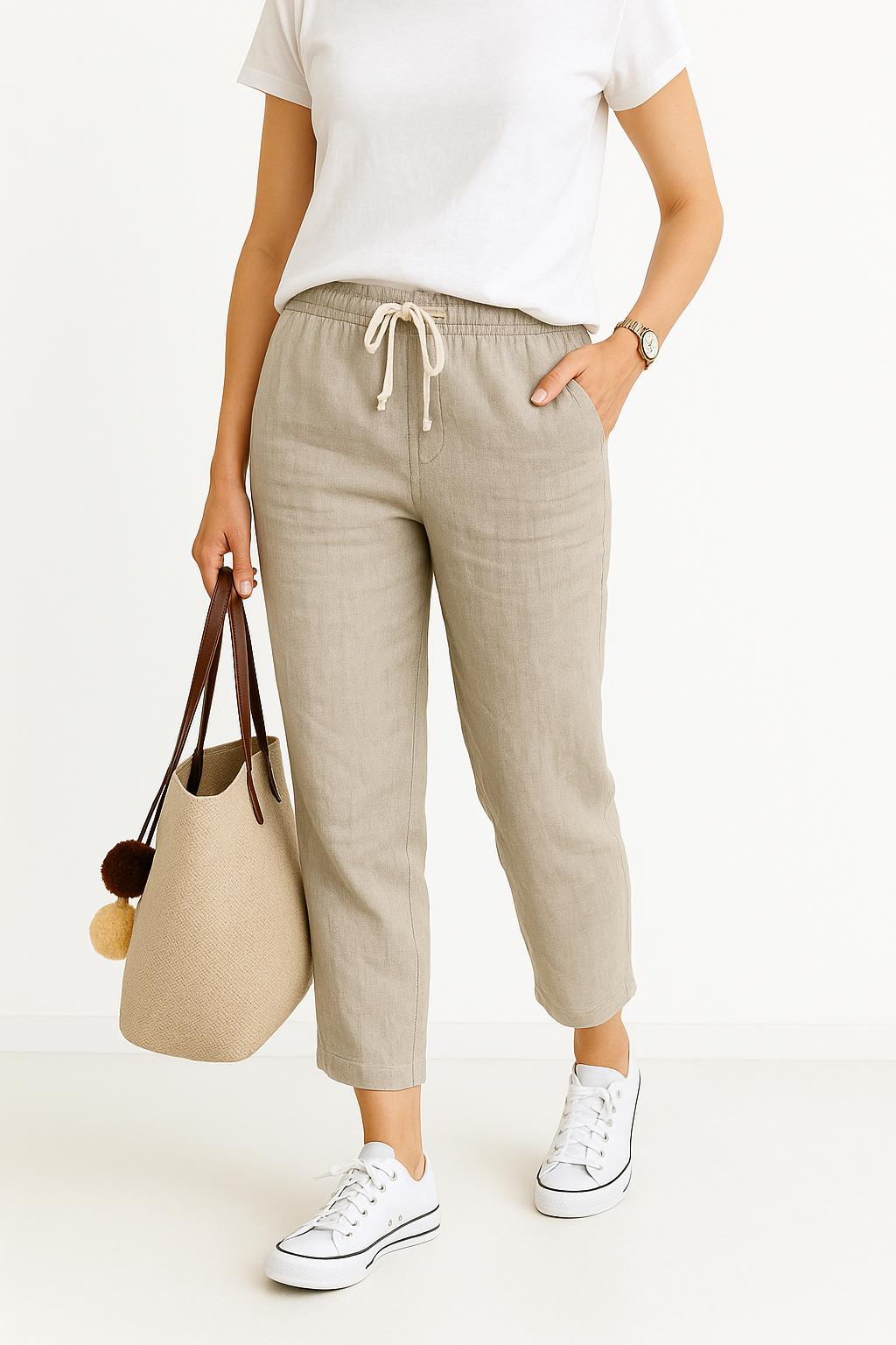 Pantalon d'été classique à jambes droites pour femmes