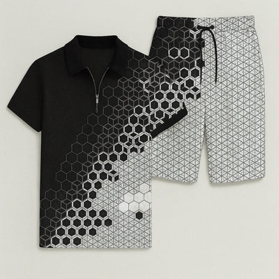 Ensemble Décontracté Moderne pour Homme avec Imprimé Tendance – Noir-blanc