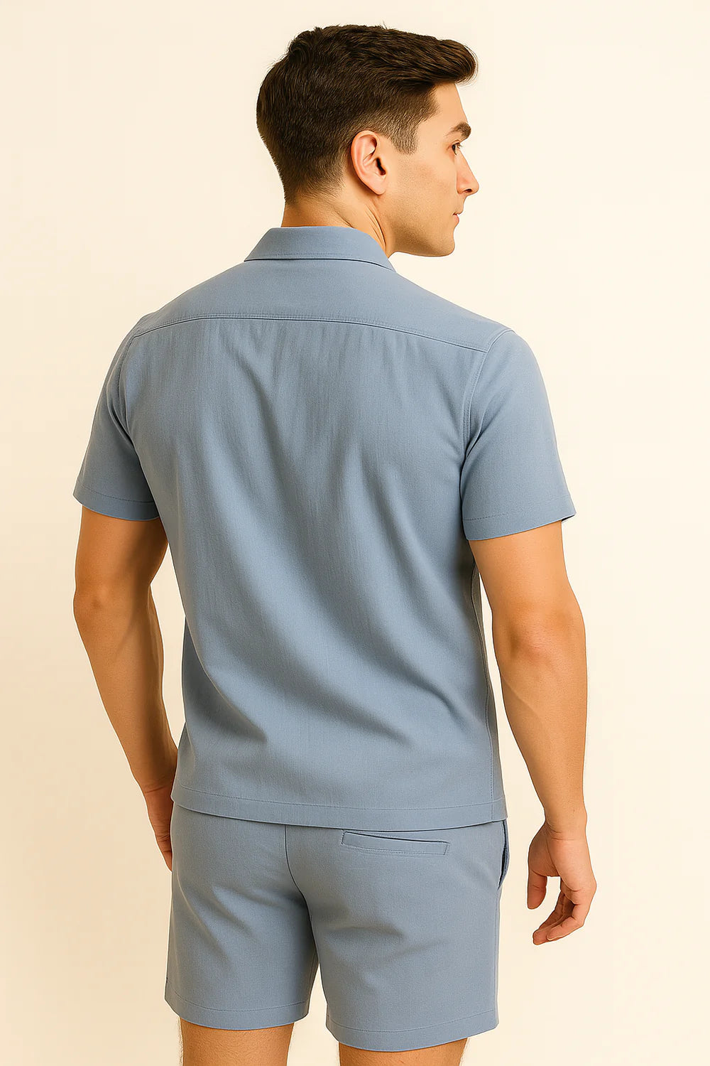 Ensemble élégant pour hommes – Polo et short – Bleu clair