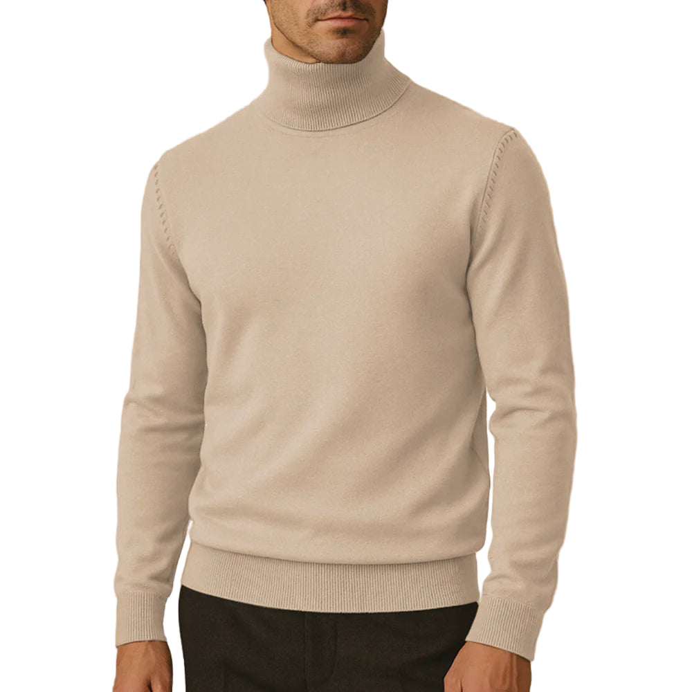 Pull Col Roulé Classique pour Homme avec Détails Raffinés