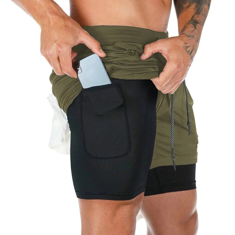 Shorts de Fitness Légers Signature pour Homme – Vert Foncé
