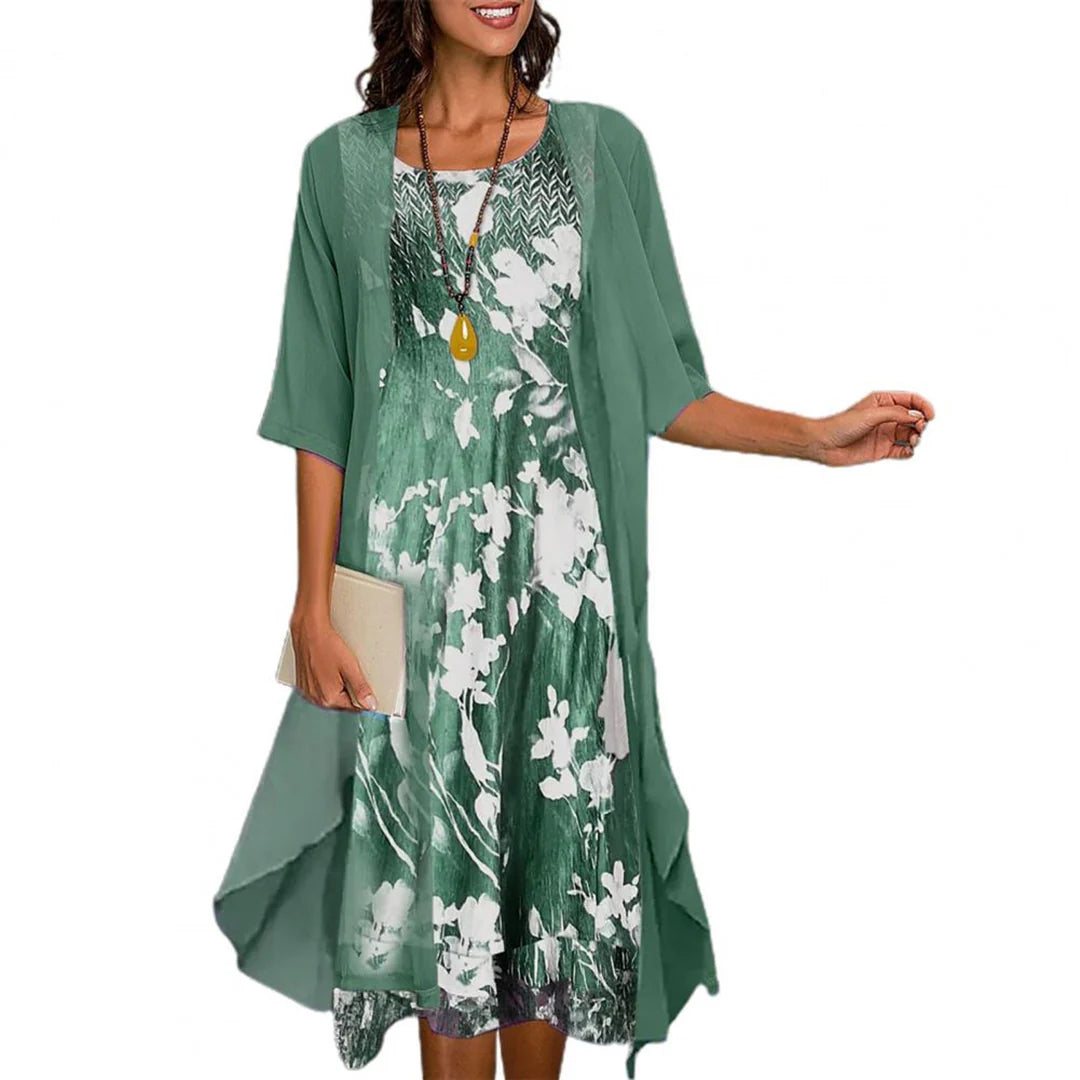 Robe d'été classique pour femmes avec cardigan d'été
