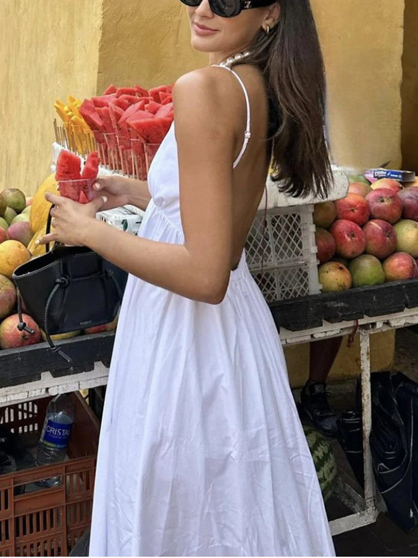 Robe d'été minimaliste à dos nu pour femmes