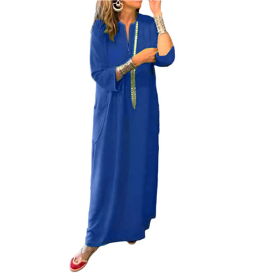 Robe longue à col en V de style moderne pour femmes
