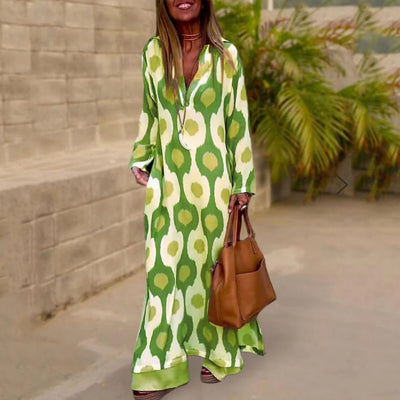 Robe longue d'été à manches longues de style moderne pour femmes