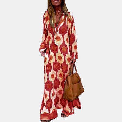 Robe longue d'été à manches longues de style moderne pour femmes