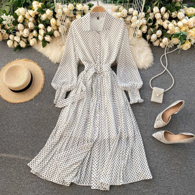 Robe d'été à pois de style vintage pour femme