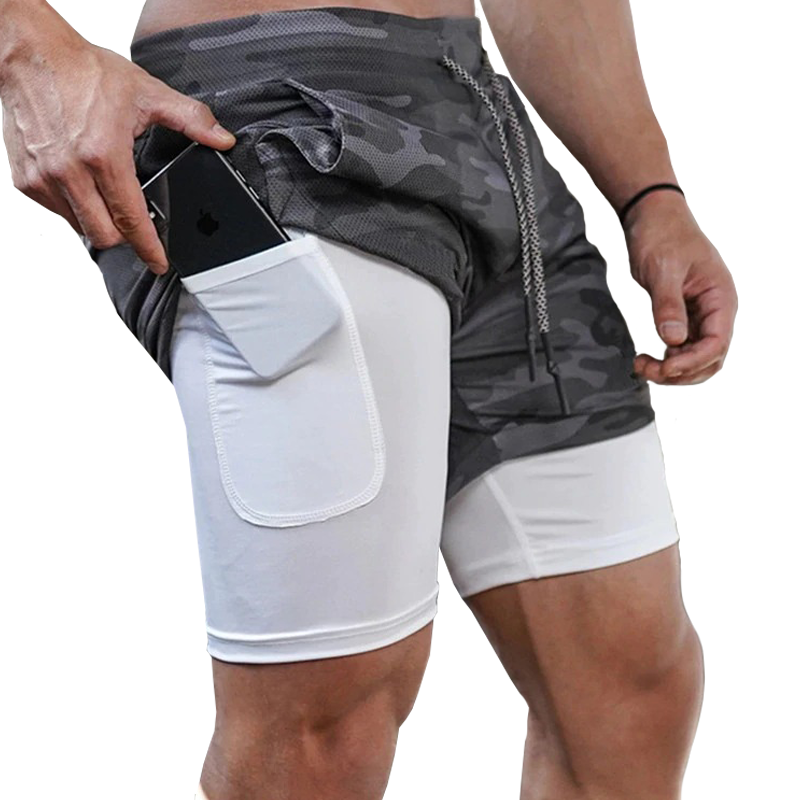 Shorts de Fitness Légers Signature pour Homme – Gris camouflage