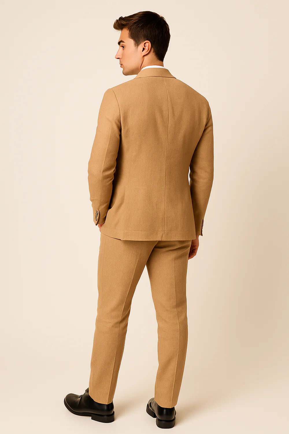 Costume Tendance 3 Pièces d'Été en Mélange de Lin pour Homme – Kaki