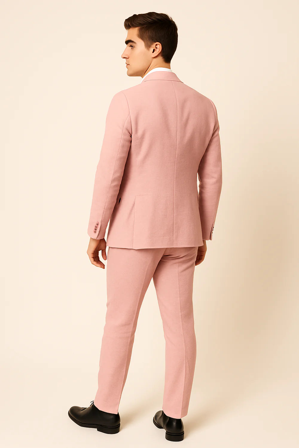 Costume Tendance 3 Pièces d'Été en Mélange de Lin pour Homme – Rose