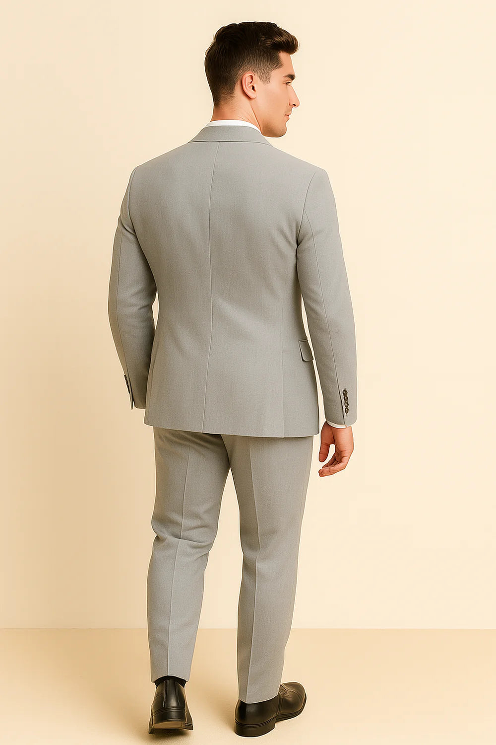 Costume Tendance 3 Pièces d'Été en Mélange de Lin pour Homme – Gris clair