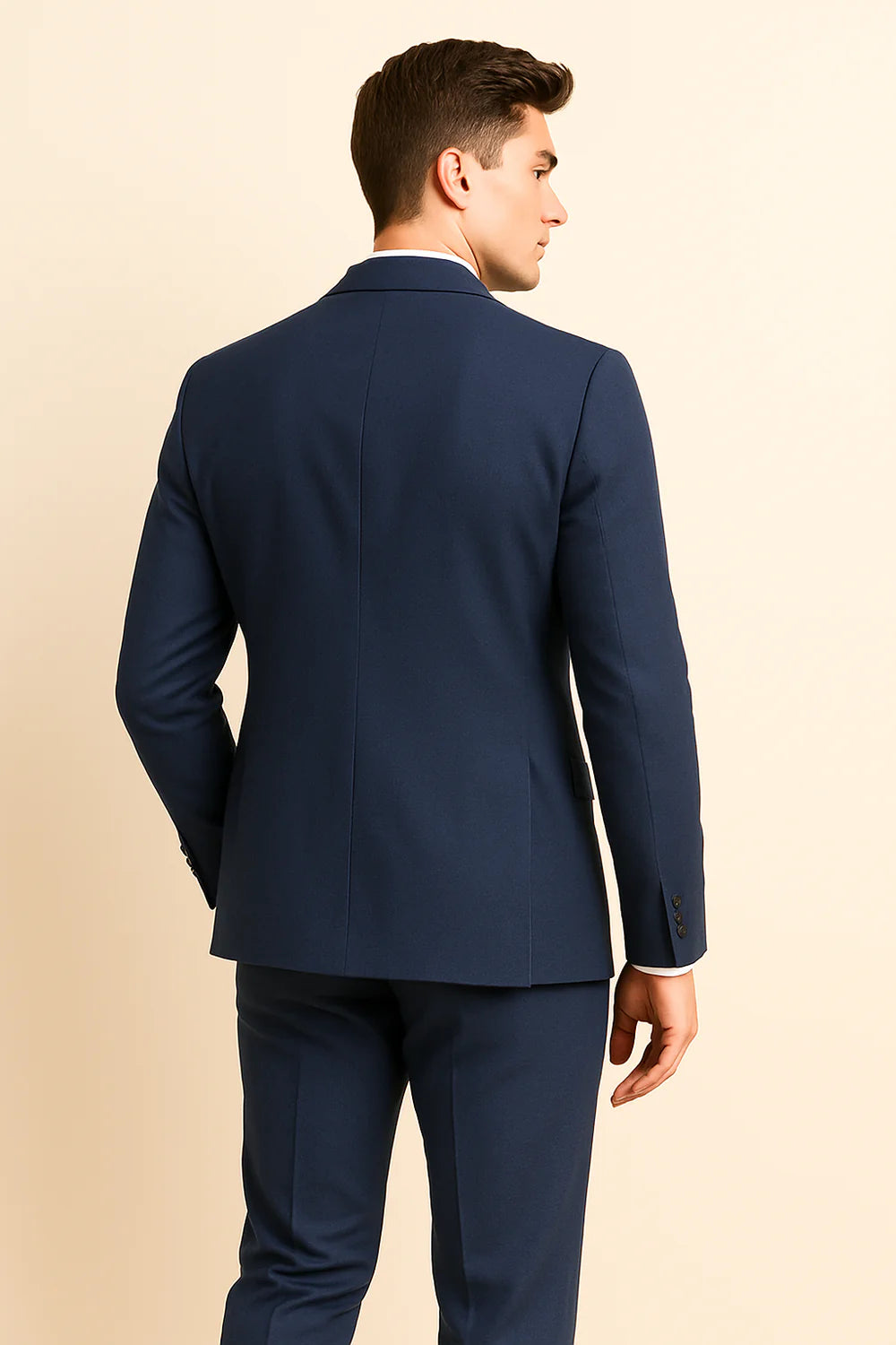 Costume Tendance 3 Pièces d'Été en Mélange de Lin pour Homme – Bleu marine