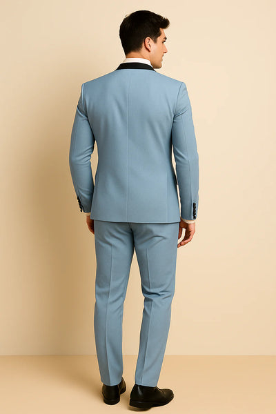 Costume d'été formel 3 pièces en lin pour homme – Bleu Clair