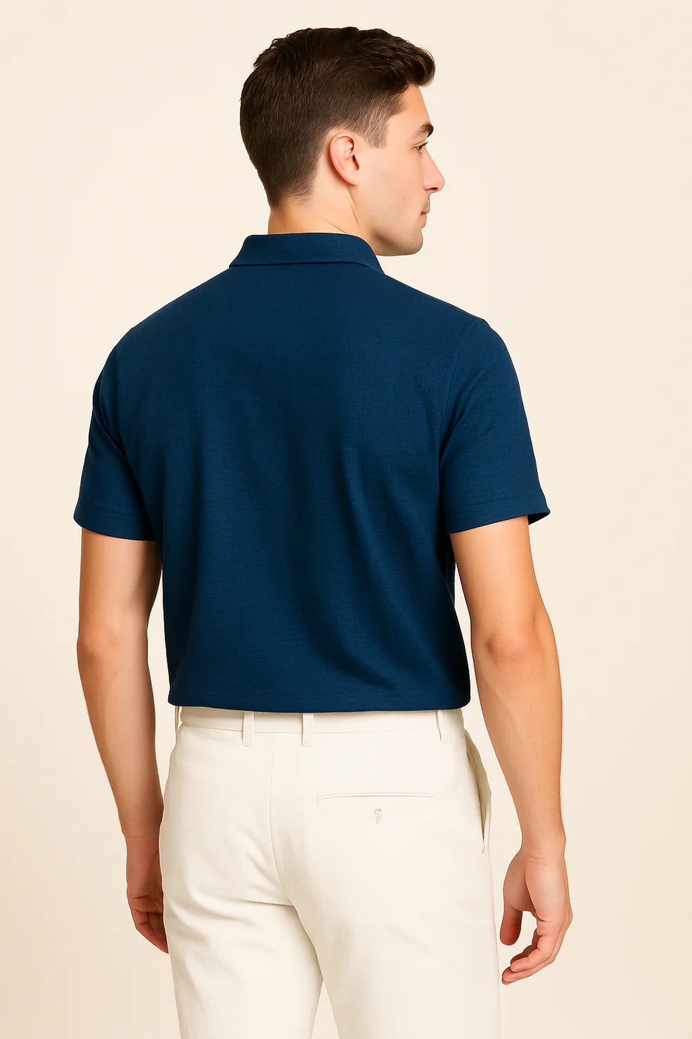 Polo en soie pour homme – Bleu