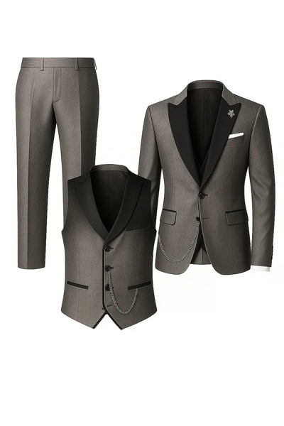 Costume d'été formel 3 pièces en lin pour homme – Gris