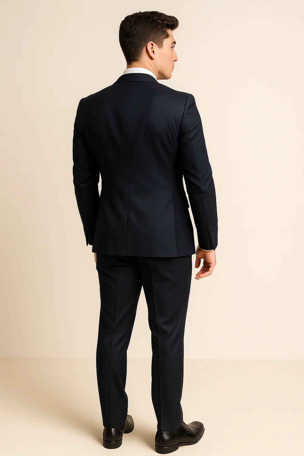 Costume d'été formel 3 pièces en lin pour homme – Bleu marine