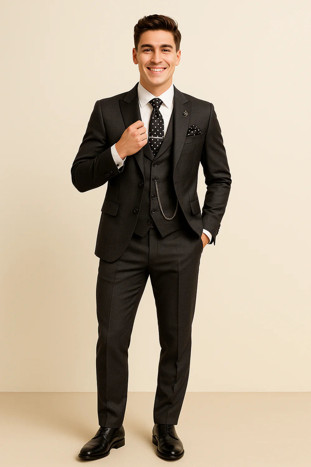 Costume d'été formel 3 pièces en lin pour homme – Noir